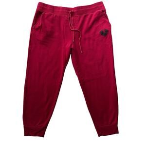 True Religion Pants Mens XXL Red Logo Core Jogger Sweatpant Horseshoe Cuff 28”